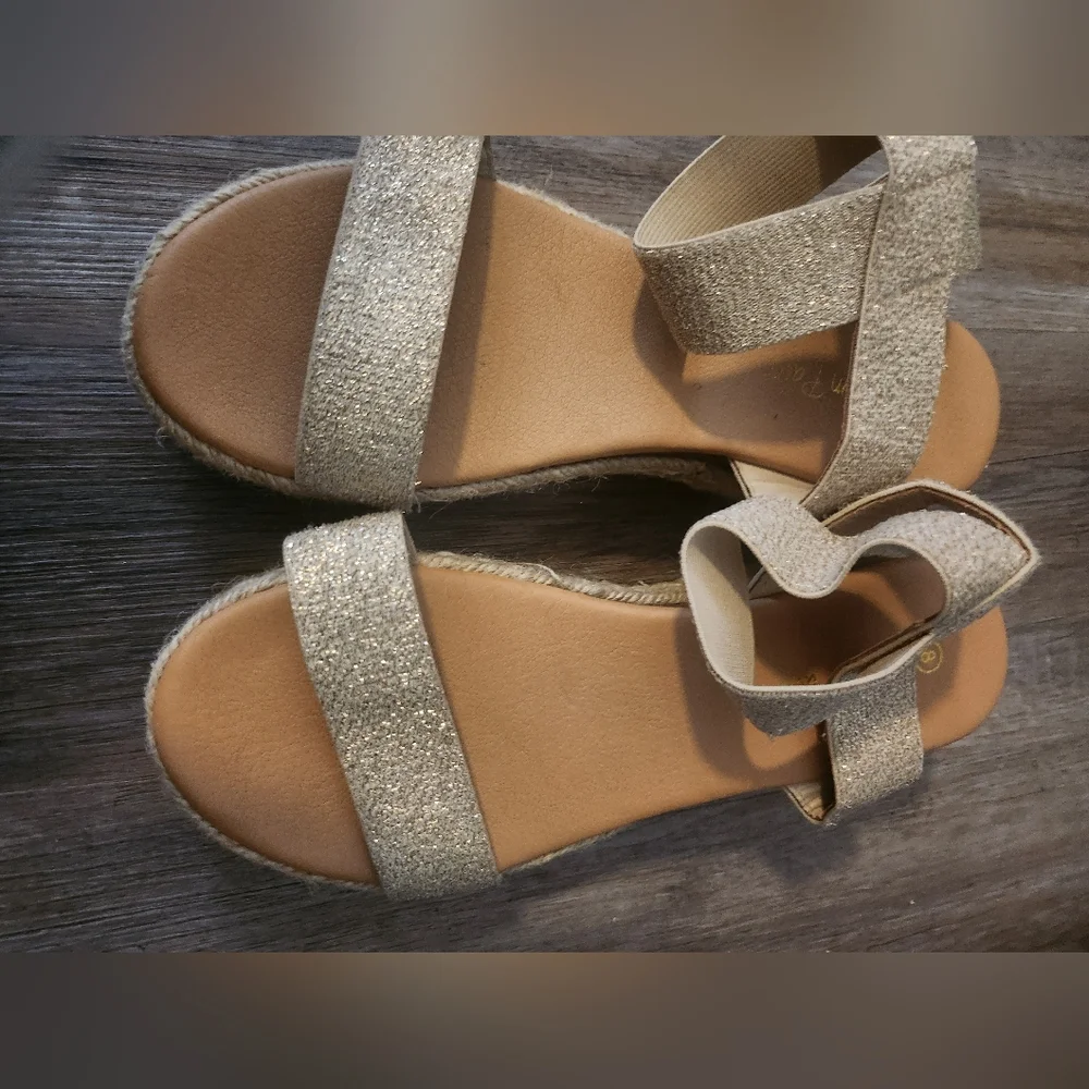 Dream Pairs Gold Glitter Espadrille Platform Sandals